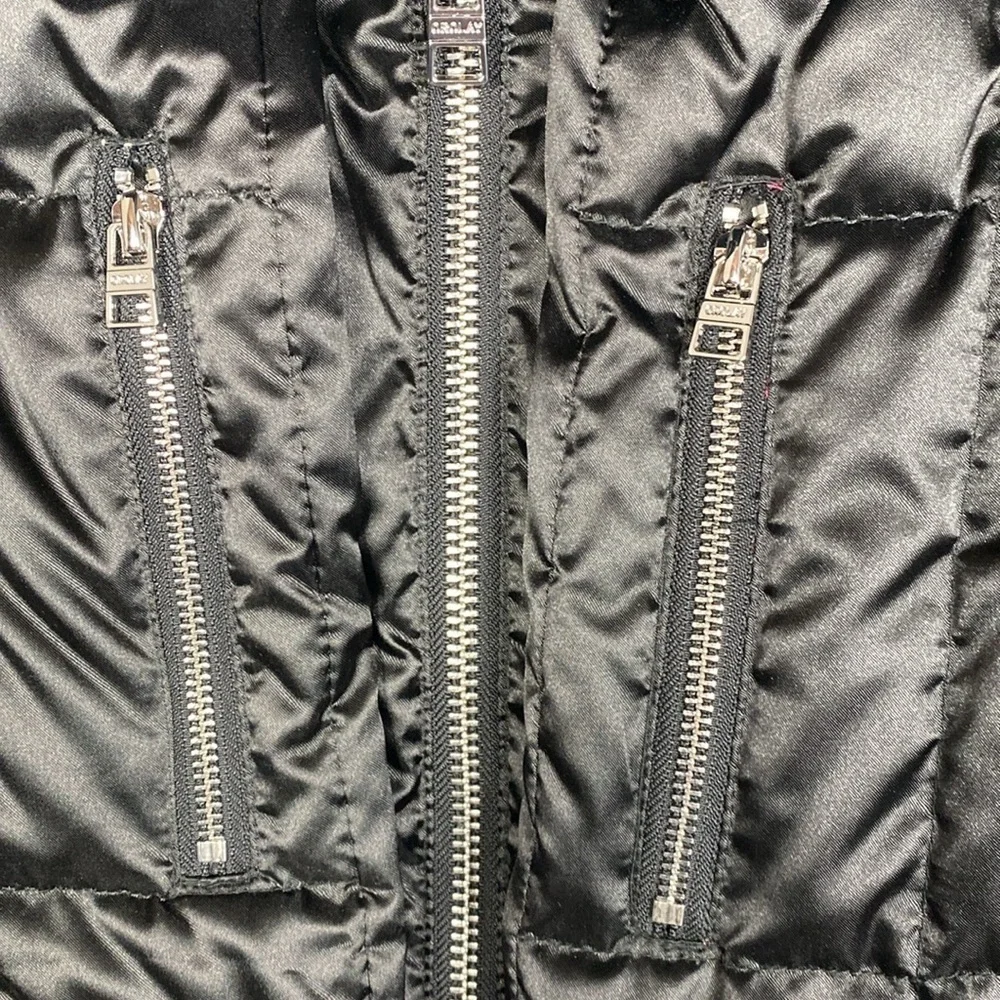 Orolay black satin finish puffer coat S duck down fill urban edgy mid length - Picture 8 of 13